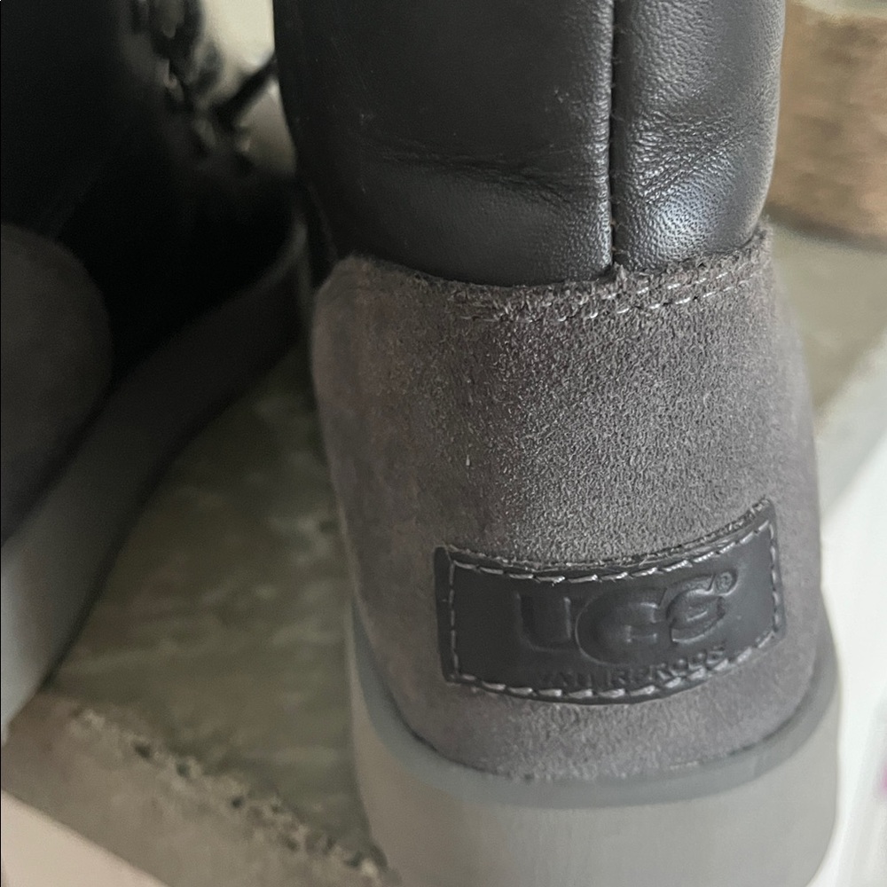 UGG Charcoal Leather and Suede Boots - Picture 3 of 3